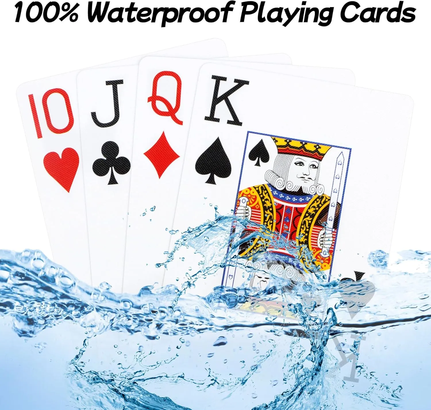 Playing Cards,Plastic Playing Cards Waterproof, Poker Size Card Professional,Jumbo Index Large Print Playing Card for Adults and Seniors,6 Decks of Cards Bulk,Use for Party and Game (6 Pack Blue)