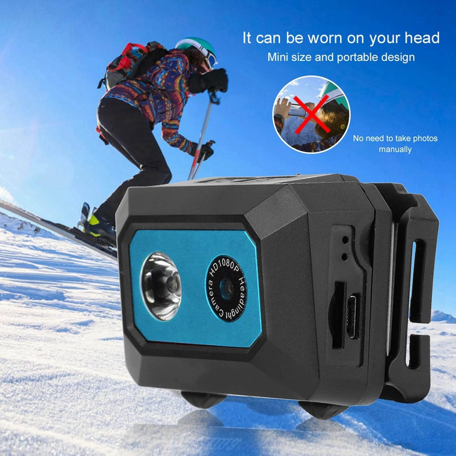 plplaaoo Video Camera,Vlogging Camera,Go Pro Camera,Sports Action Camera,Ultra Hd 1080p Sports Action Camera Head Mounted Video Recorder for Adventurous Moments,for Various Activities (Black Blue)