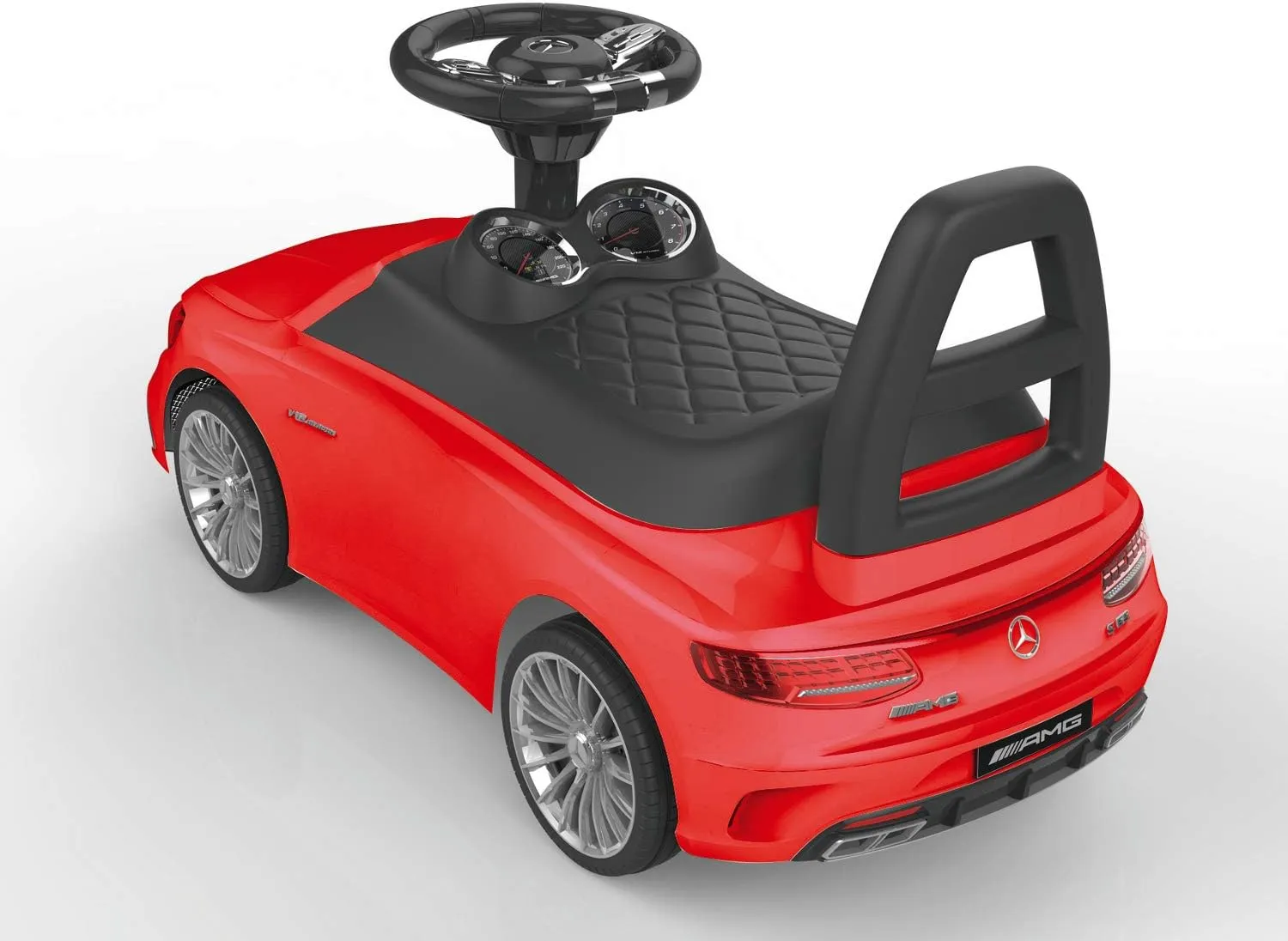 POCO DIVO Ride-on Toy, Licensed Mercedes Benz AMG Baby Racing Car, 3in1 Walker, Toddler Gliding Scooter, Pulling Cart with Sound & Light, Red