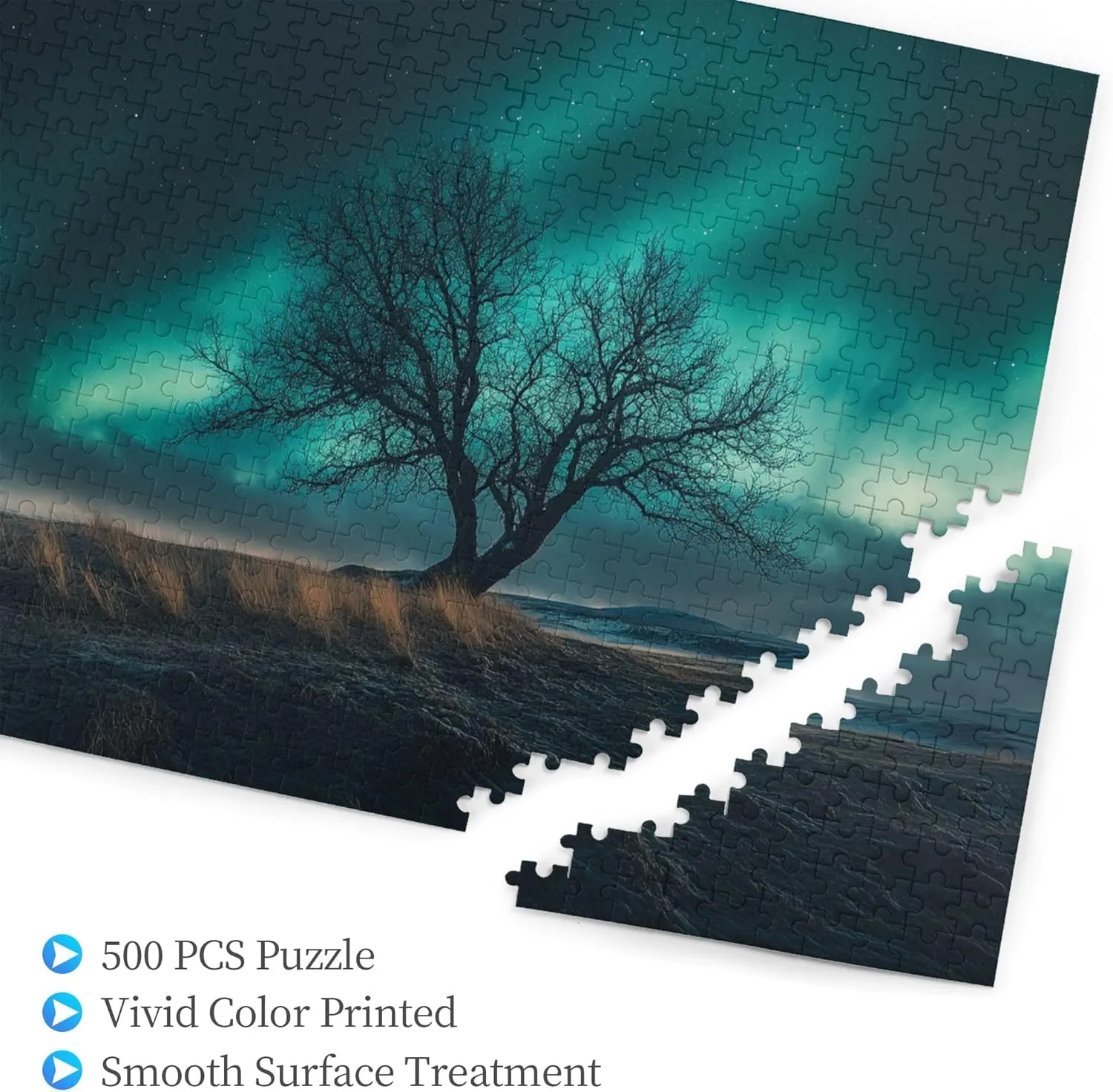 Polar Aurora 500 Piece Scenery Jigsaw Puzzles,Charm Natural Landscape Puzzle,Modern Art Wooden Puzzle for Home Wall Decoration,Family Leisure,Stress Relief and Entertainment