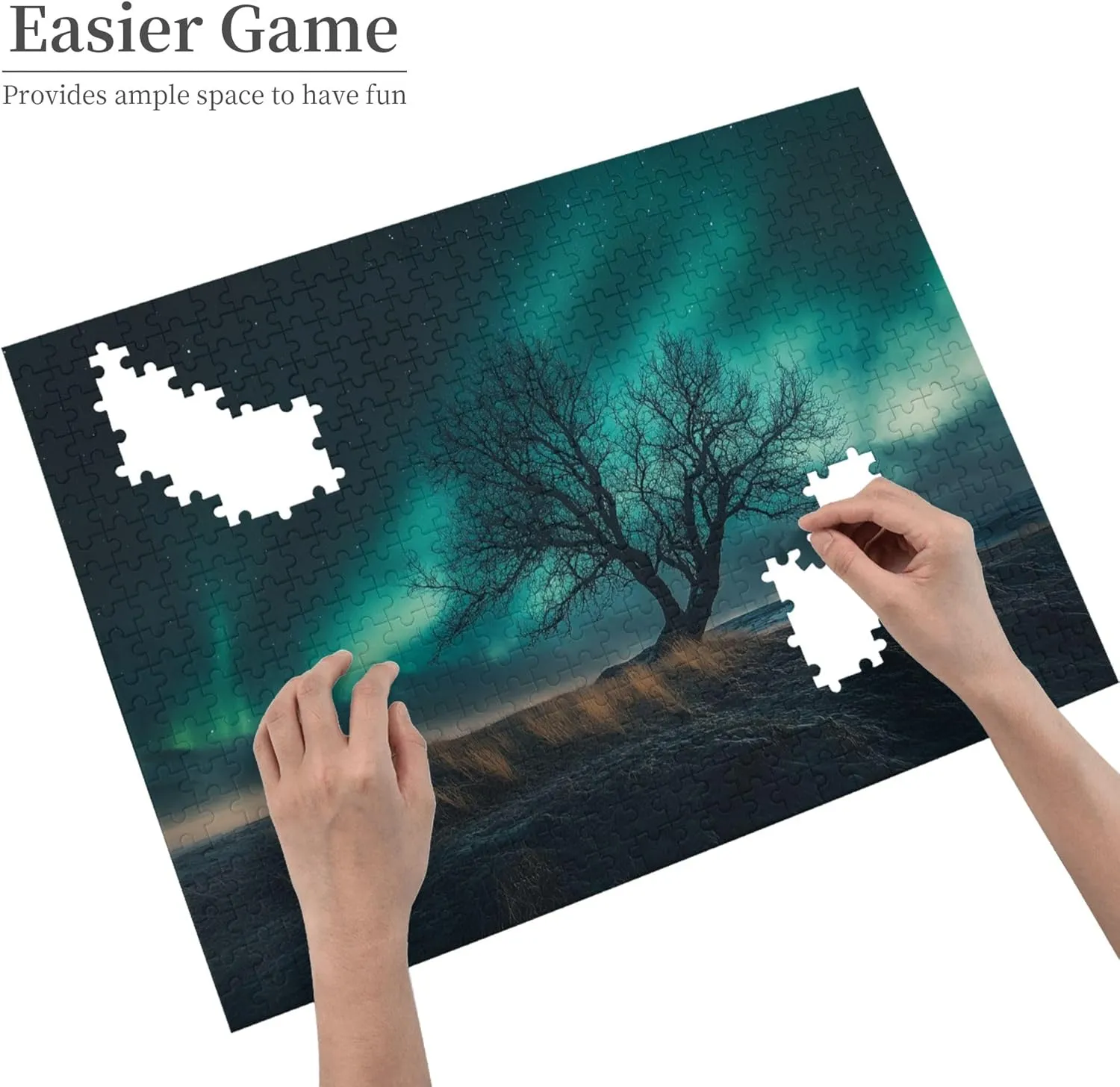 Polar Aurora 500 Piece Scenery Jigsaw Puzzles,Charm Natural Landscape Puzzle,Modern Art Wooden Puzzle for Home Wall Decoration,Family Leisure,Stress Relief and Entertainment