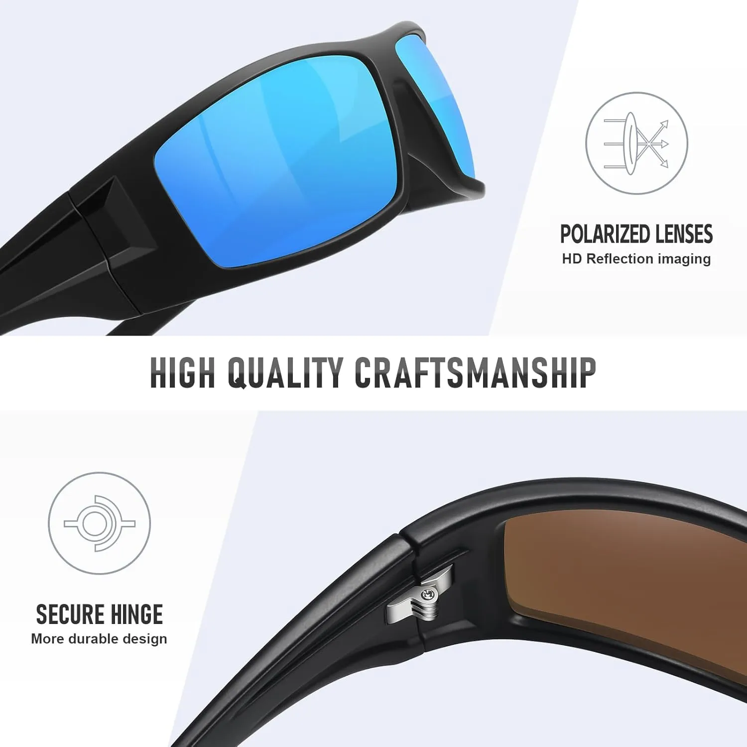 Polarized Sports Sunglasses for Men UV Protective Unbreakable Frame Driving Cycling Fishing Sun Glasses