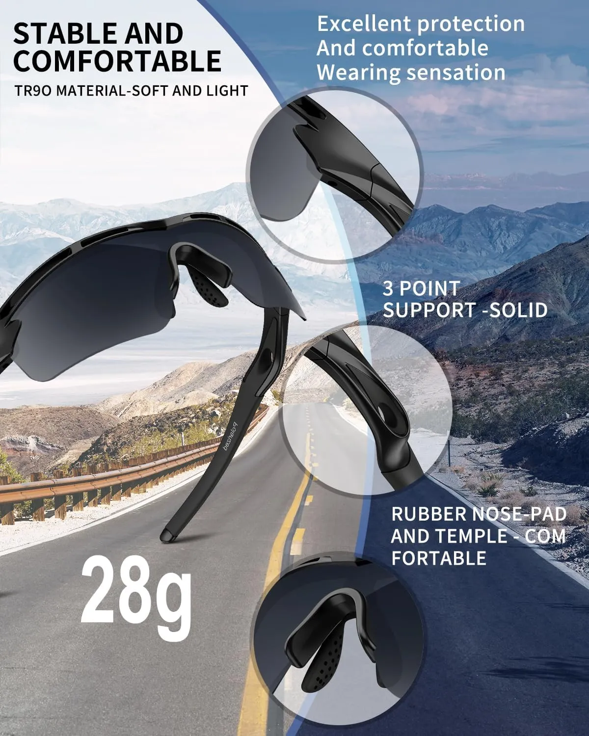 Polarized Sports Sunglasses for Men Women Youth Baseball Cycling Running Driving Fishing Tennis Golf Motor TAC UV400 TR90