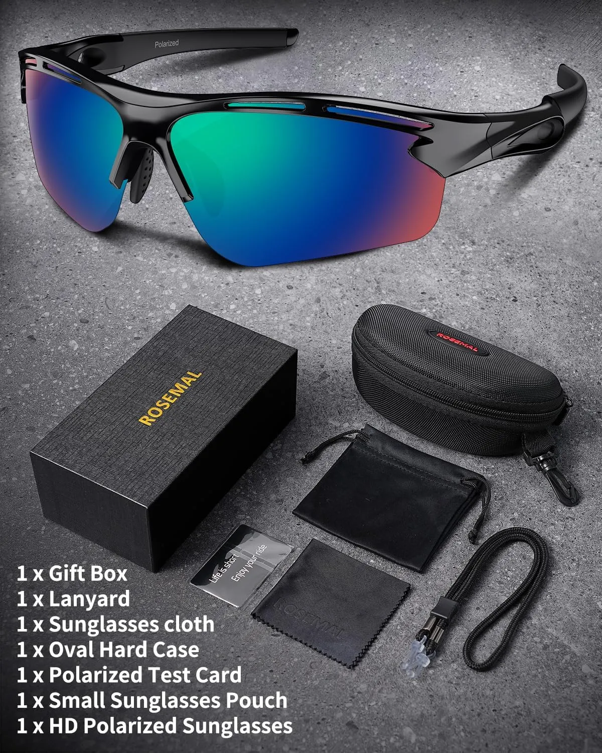 Polarized Sports Sunglasses for Men Women Youth Baseball Running Cycling Driving Fishing Tennis Golf Motor TAC UV400 TR90