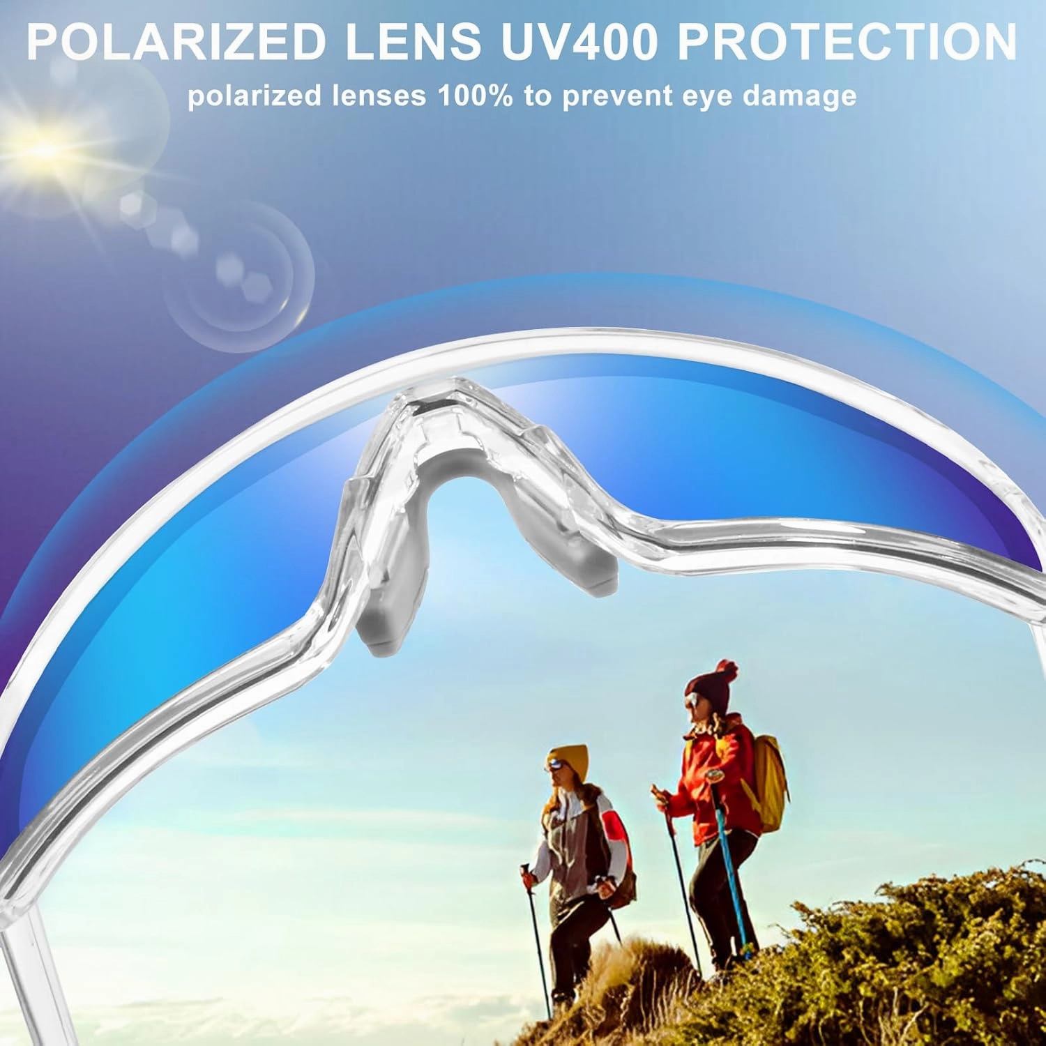 Polarized Sports Sunglasses for Men Women, Cycling Glasses UV Protection Mountain Biking Glasses for Fishing Running