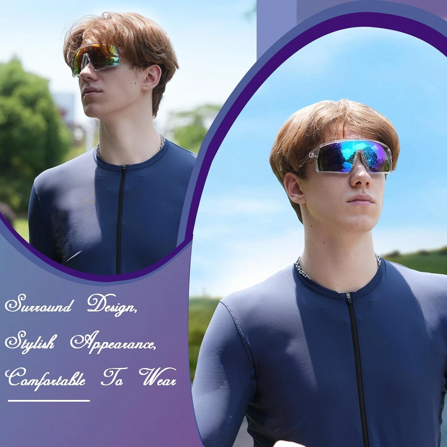 Polarized Sports Sunglasses for Men Women, Cycling Glasses UV Protection Mountain Biking Glasses for Fishing Running