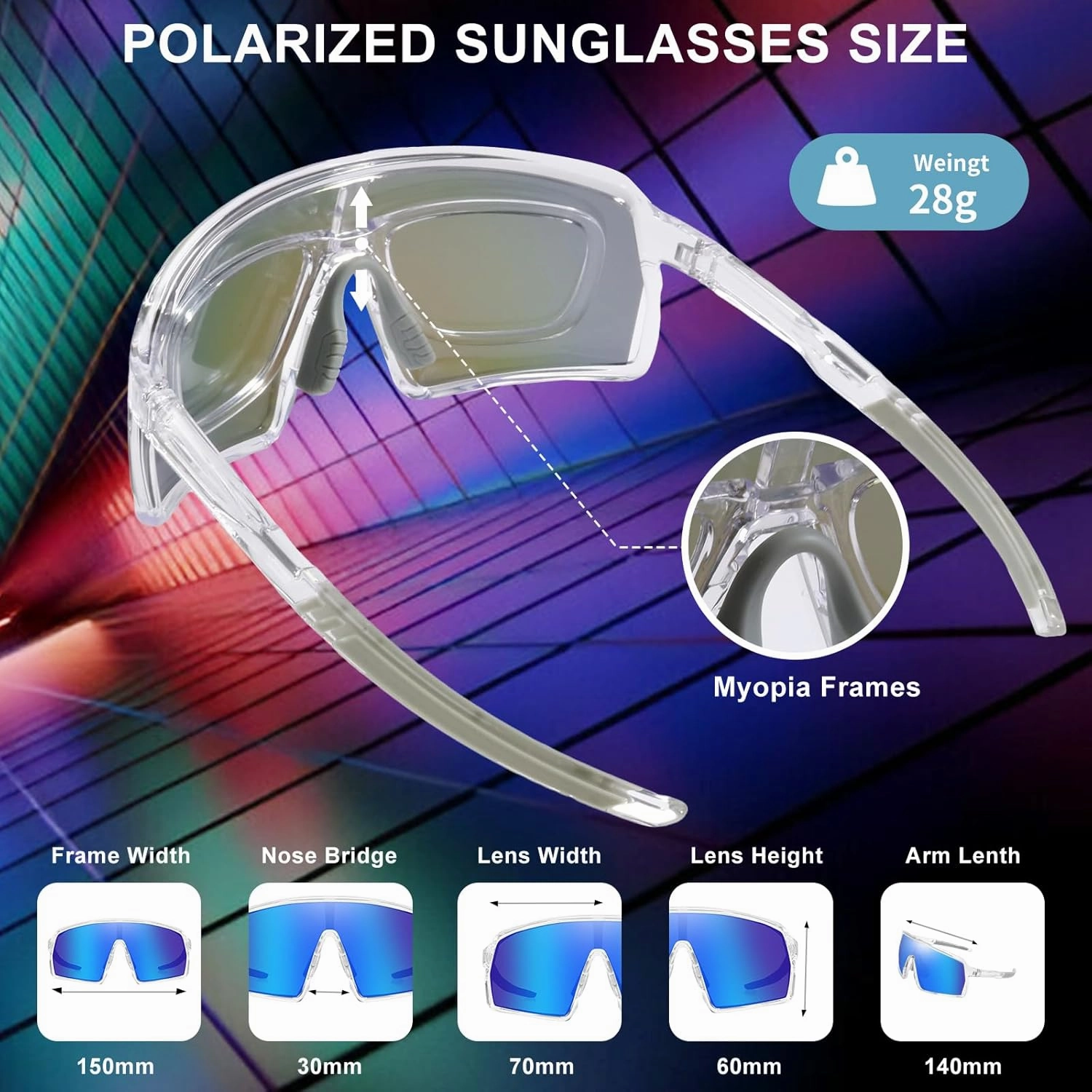 Polarized Sports Sunglasses for Men Women, Cycling Glasses UV Protection Mountain Biking Glasses for Fishing Running