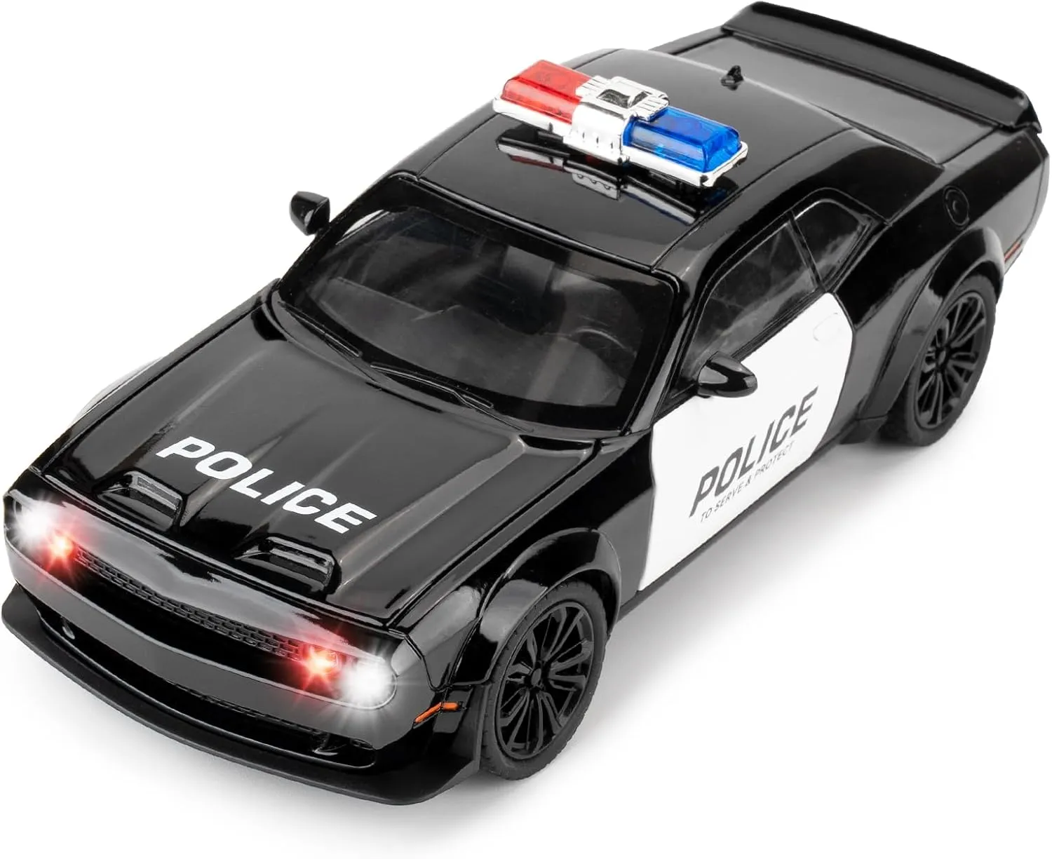 Police Car Model for Boys Age 3-12 1:22 Dodge Challenger SRT Hellcat Toy Diecast Collectible Toy with Lights and Sounds Decoration Model Car Toy Gift for Kidss 3 