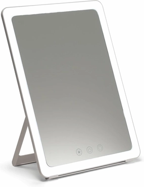 Portable Makeup Mirror with Adjustable Stand, Dimmable LED Lighting, 3 Color Modes, and Touch Control – Perfect for Travel, Vanity, and Beauty On-The-Go
