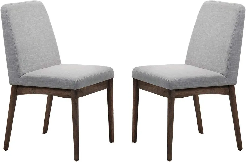 Poundex Fabric Upholstered Dining Chair, (Set of 2), Grey and Brown
