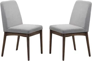 Poundex Fabric Upholstered Dining Chair, (Set of 2), Grey and Brown