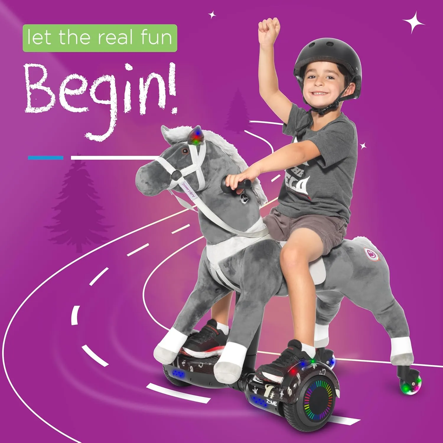 Power Pony Ride On Horse for Kids 4-8 - Power Ponies Electric Ride on Horse - Unicorn Riding Toy Brings Epic Joy - Grey, Apollo