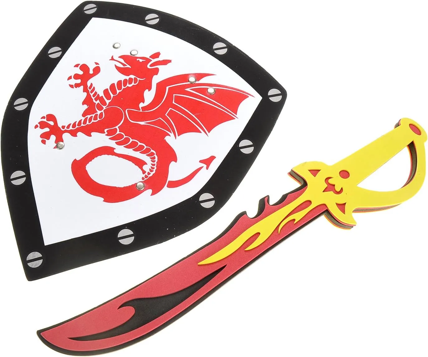 PowerTRC Sword and Shield Play Set | Dragon and Lion Shield for Party Favors | Pretend Play (2 Packs)