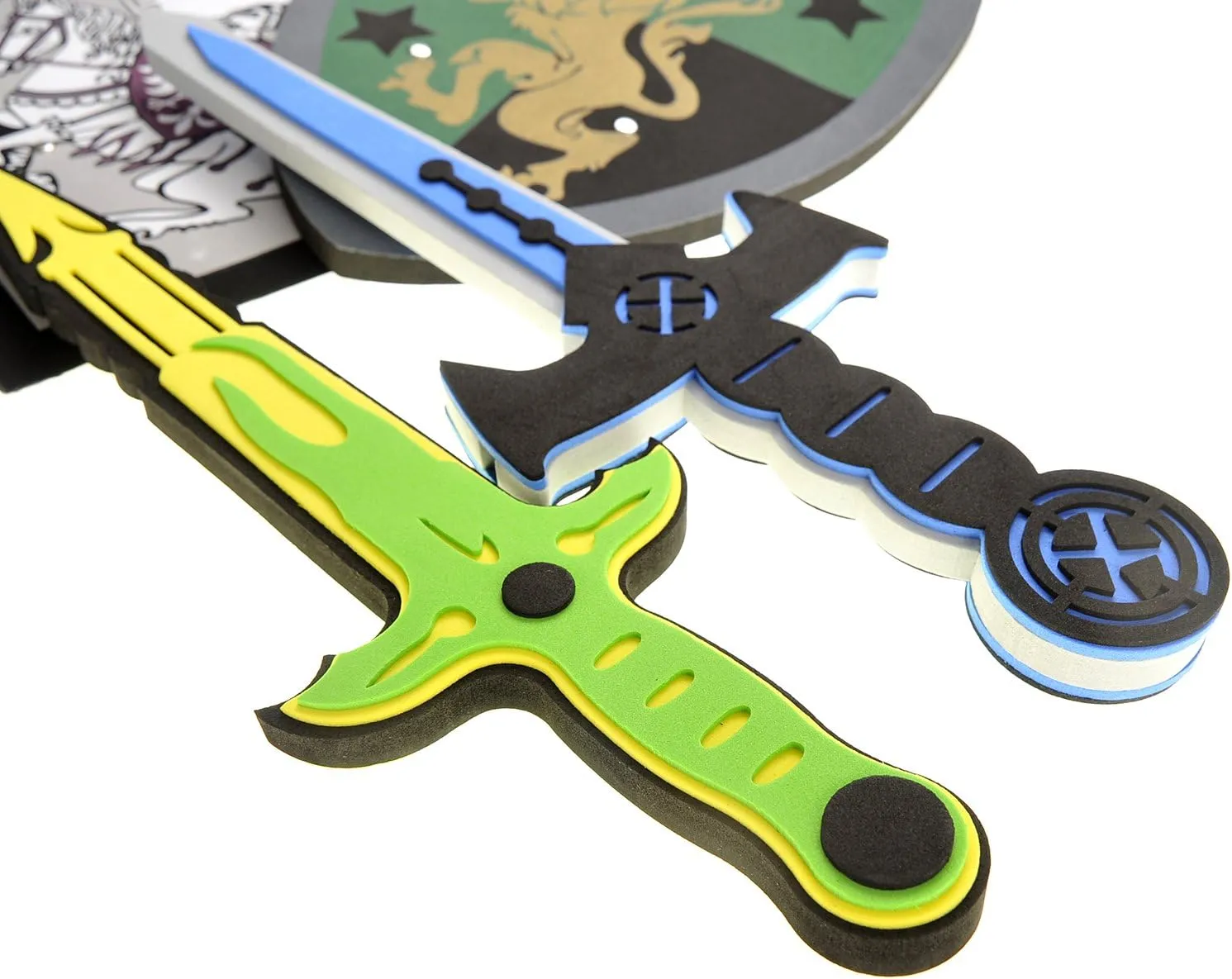 PowerTRC Sword and Shield Play Set | Unique Design | Foam Weapons | Kids Play Knights | White Eagle & Golden Lion Shield
