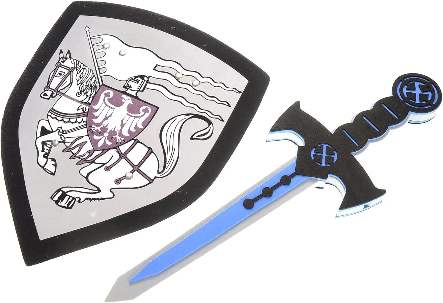 PowerTRC Sword and Shield Play Set | Unique Design | Foam Weapons | Kids Play Knights | White Eagle & Golden Lion Shield