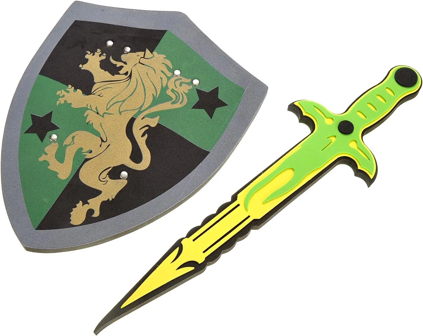 PowerTRC Sword and Shield Play Set | Unique Design | Foam Weapons | Kids Play Knights | White Eagle & Golden Lion Shield