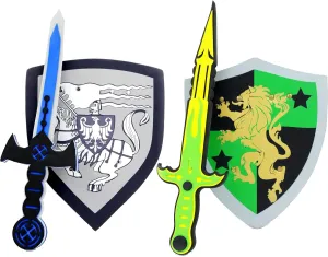 PowerTRC Sword and Shield Play Set | Unique Design | Foam Weapons | Kids Play Knights | White Eagle & Golden Lion Shield