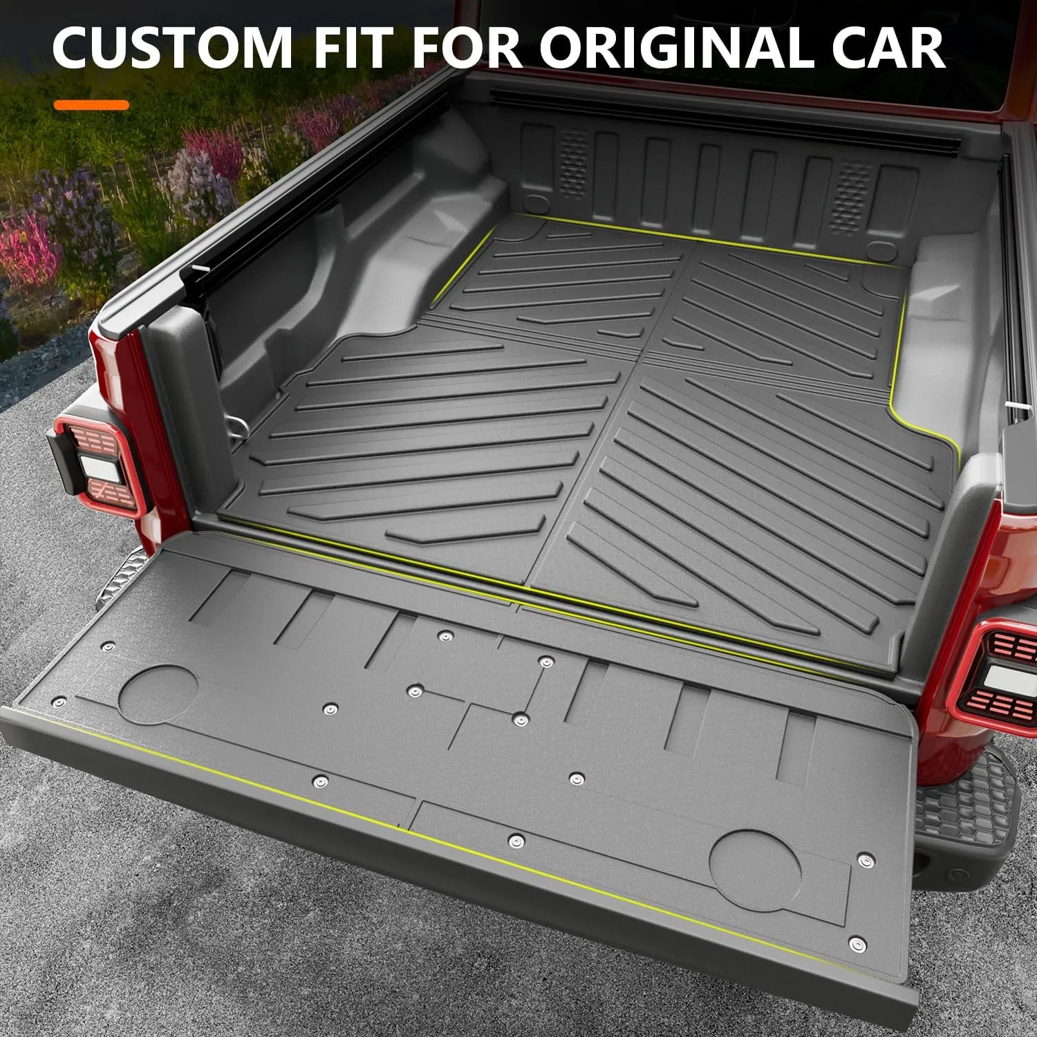 powoq Truck Mat Compatible with 2020-2025 Jeep Gladiator JT Cargo Mat Tailgate Liner TPE Replacement for 2020-2025 Jeep Gladiator Accessories(Truck Mat Tailgate Mat)