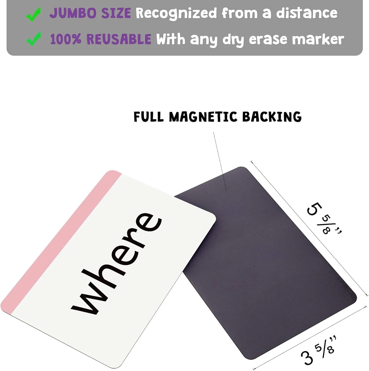 Pre-K Sight Words Magnetic Flash Cards(Pre-Kindergarten) - 40 Sturdy Large Dolch Cards for Literacy of Beginning Readers, Homeschool, Teachers and ESL, Preschool