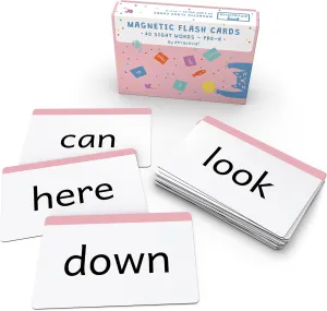 Pre-K Sight Words Magnetic Flash Cards(Pre-Kindergarten) - 40 Sturdy Large Dolch Cards for Literacy of Beginning Readers, Homeschool, Teachers and ESL, Preschool