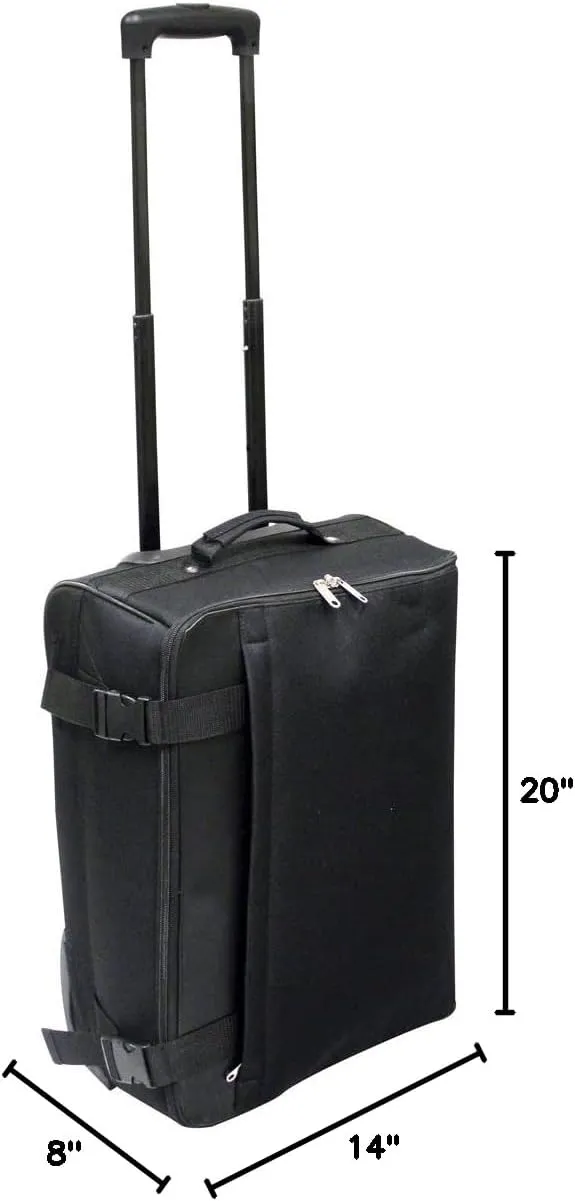 Preferred Nation 20 inch Folding Suitcase Luggage Carry On, Collapsible, packable, locking pull-up handle, in-line recess skate wheels.