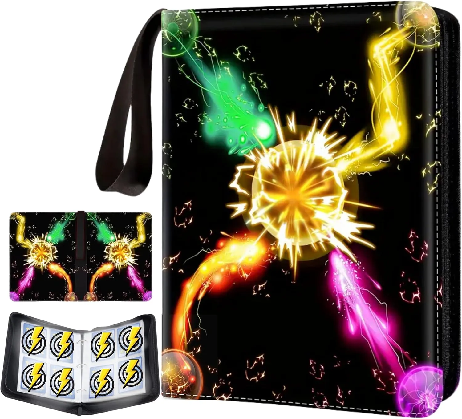 Premium 4-Pocket Trading Card Binder – 400 Card Holder with 50 Removable Sleeves, Zippered Album for TCG, Sports & Collectible Cards – Durable PU Leather Storage Case