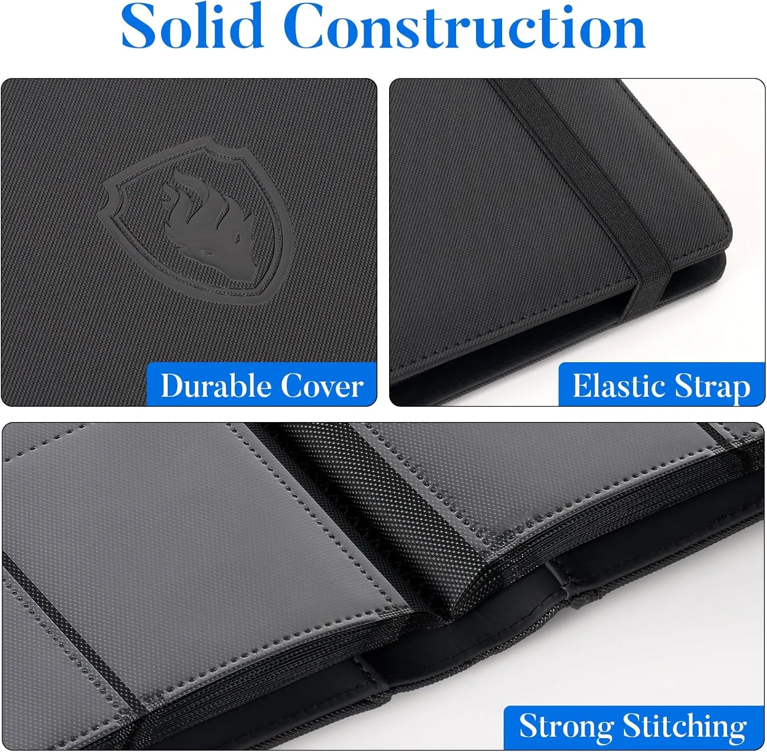 Premium 9 Pocket Card Binder for 540 Cards, Fabmaker PU Cover Trading Card Binder, Sturdy Card Collection Album, Sleek Card Holder Folders for YuGiOh, MTG, TCG, Game Cards & Sports Cards, Black
