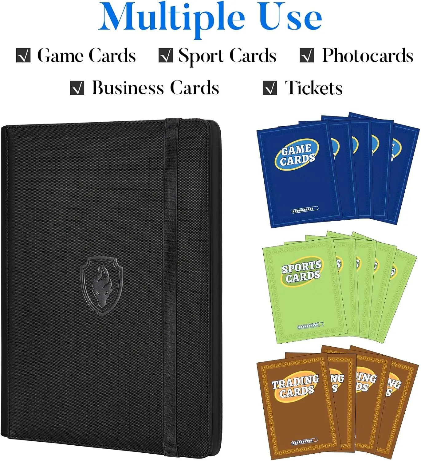 Premium 9 Pocket Card Binder for 540 Cards, Fabmaker PU Cover Trading Card Binder, Sturdy Card Collection Album, Sleek Card Holder Folders for YuGiOh, MTG, TCG, Game Cards & Sports Cards, Black