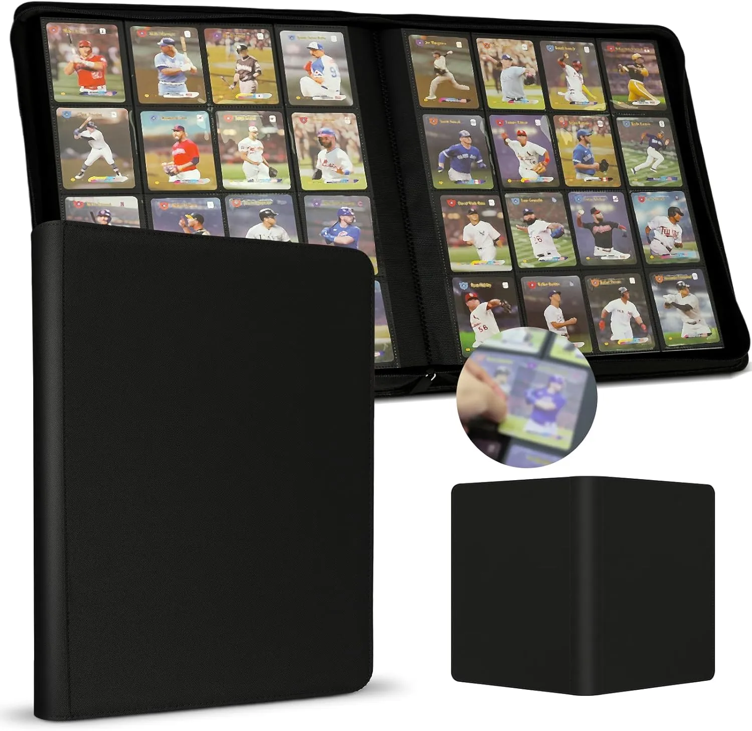 Premium Card Binder 16 Pocket, 1000  Cards PU Cover Trading Card Binder Side Loading Card Collection Album Holder Folders for MTG, TCG, Game Cards & Sports Cards, Kpop