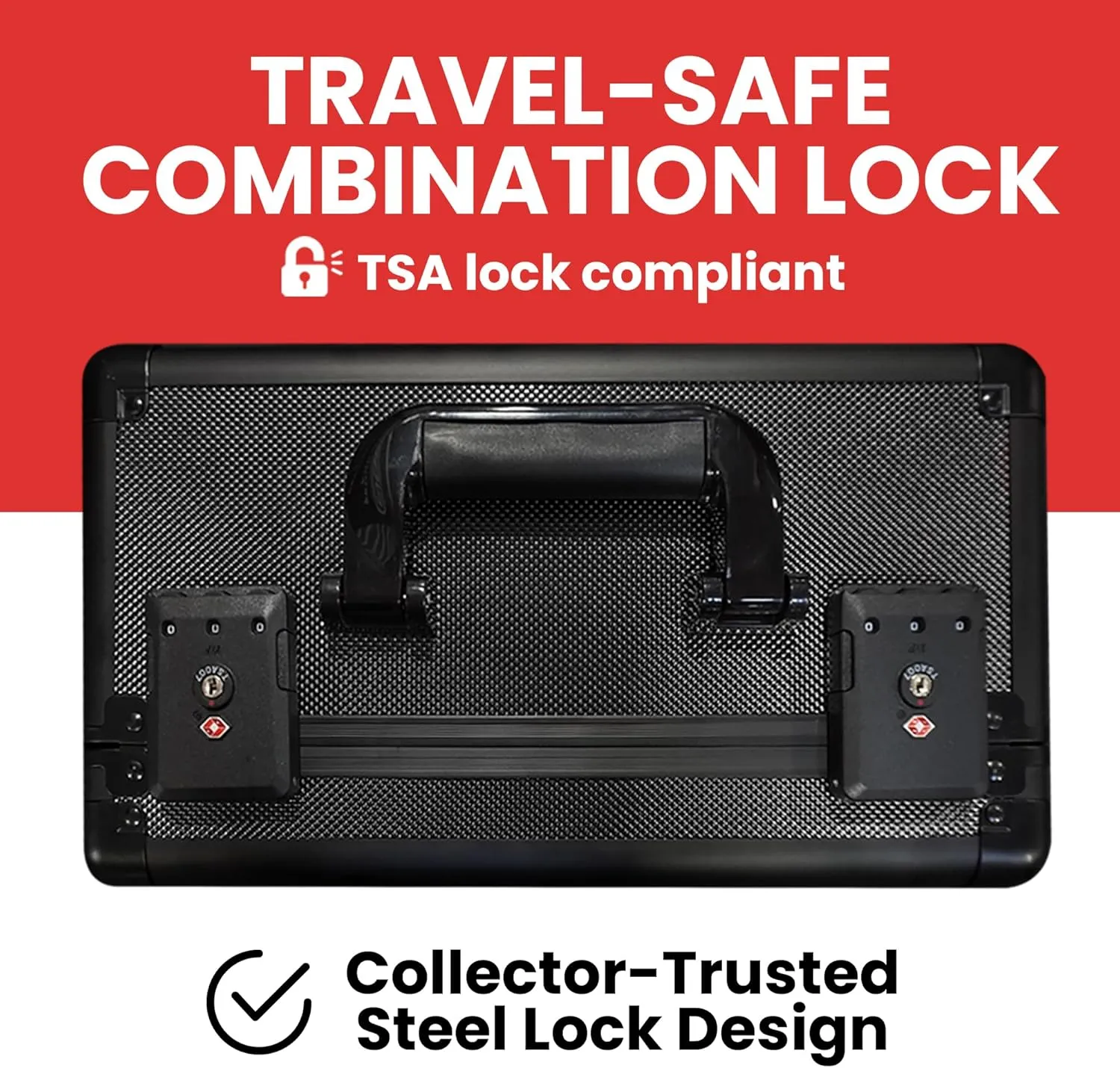Premium Graded Card Storage Box - Impact Resistant Graded Card Case with TSA Lock & GPS Compartment, Holds 90 PSA/BGS Cards, Toploader Cards, Sports, Trading Card Storage Box for Collectors & Travel