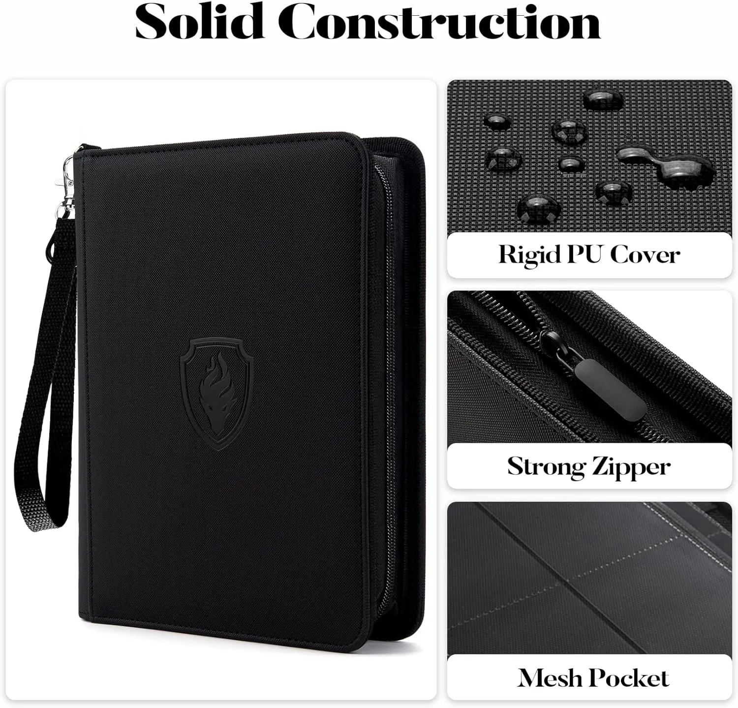 Premium Zip Trading Card Binder, 320 Card, Portable PU Collection Album, MTG & TCG Game Card Folder, Navy Blue