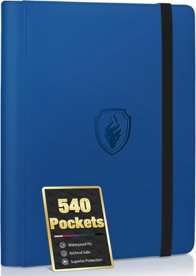 Premium 9 Pocket PU Card Binder, Sturdy Album for 540 Cards & Trading Games, Sleek Folders for YuGiOh, MTG, TCG, Sports, Royal Blue