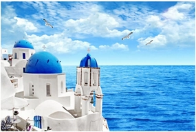Premium Woodmade 1000 Piece Puzzle Sea View Santorini Greek Island Adult Jigsaw Puzzle for Boy Girl Friends Romantic Gift