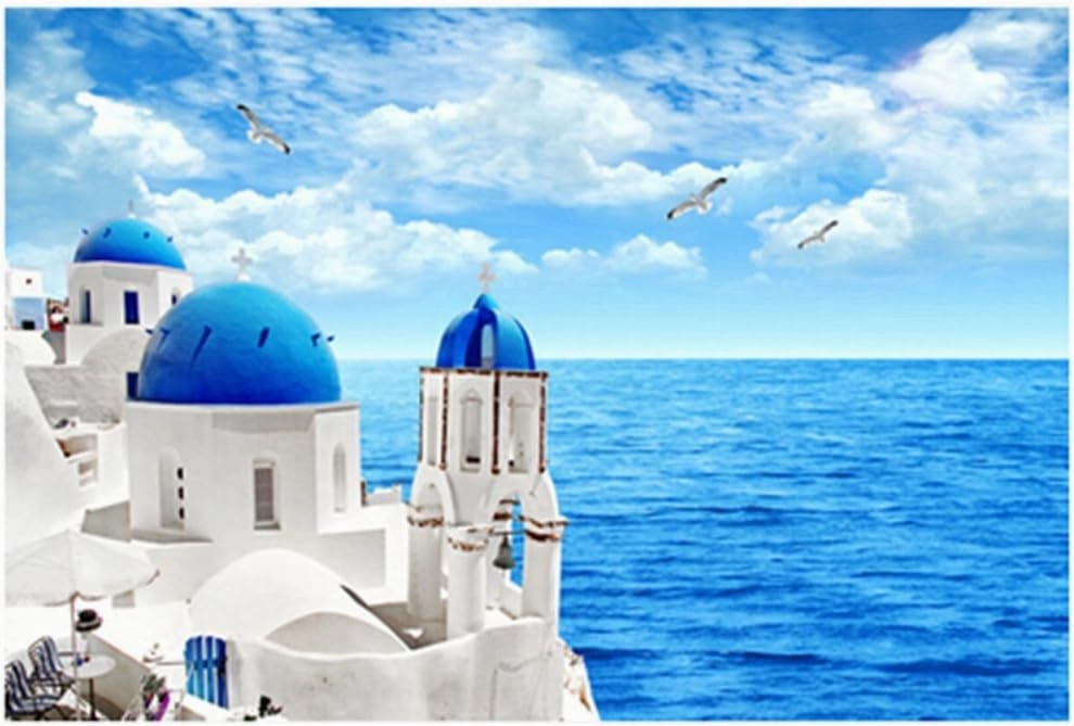 Premium Woodmade 1000 Piece Puzzle Sea View Santorini Greek Island Adult Jigsaw Puzzle for Boy Girl Friends Romantic Gift