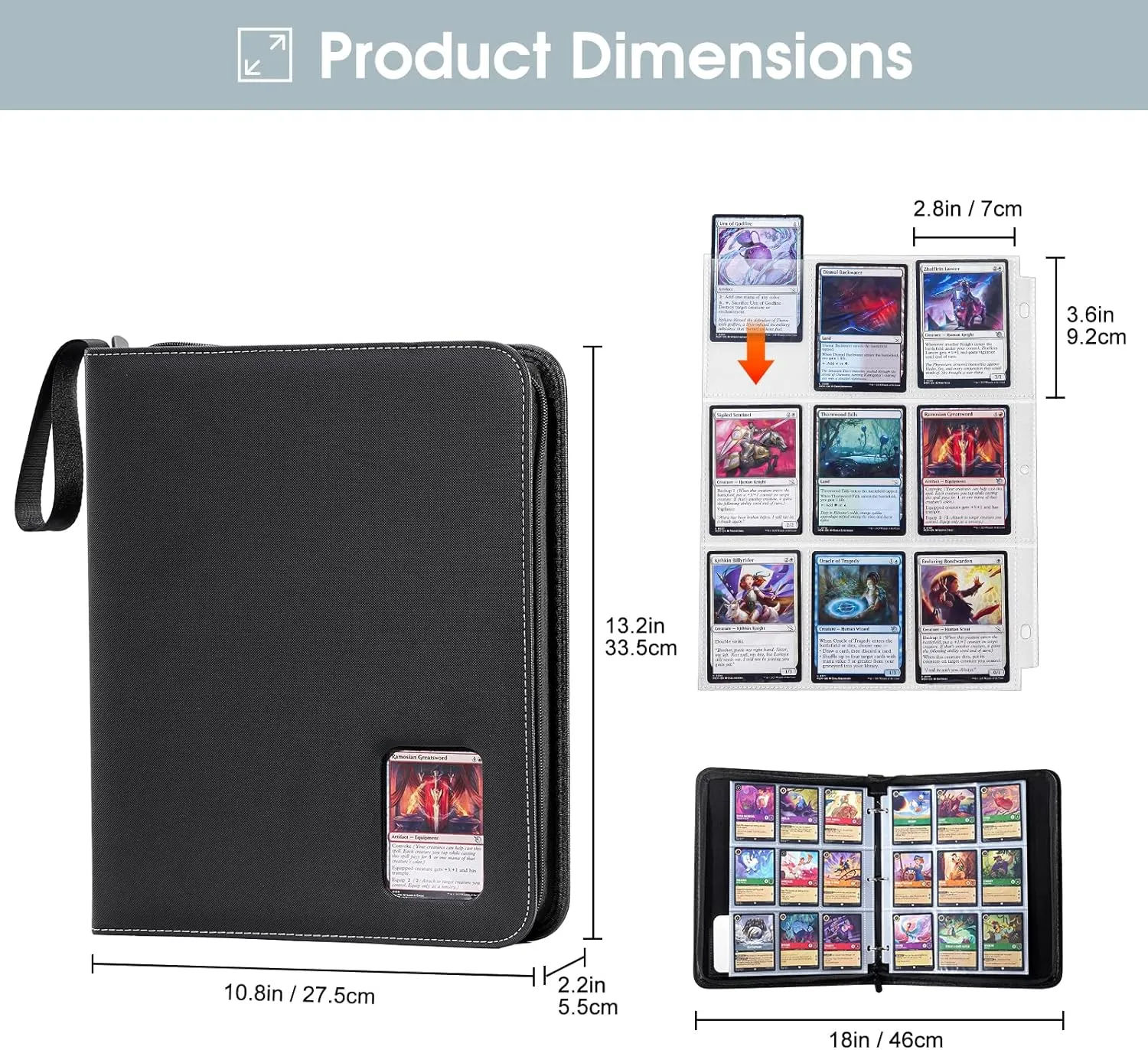 ProCase 900 Pockets Card Binder with Clear Window for Trading Cards, 9 Double Sided Pockets Cards Colletction Album Holder with Removable Sleeves for MTG, TCG, Sports Cards, Football Cards -Black