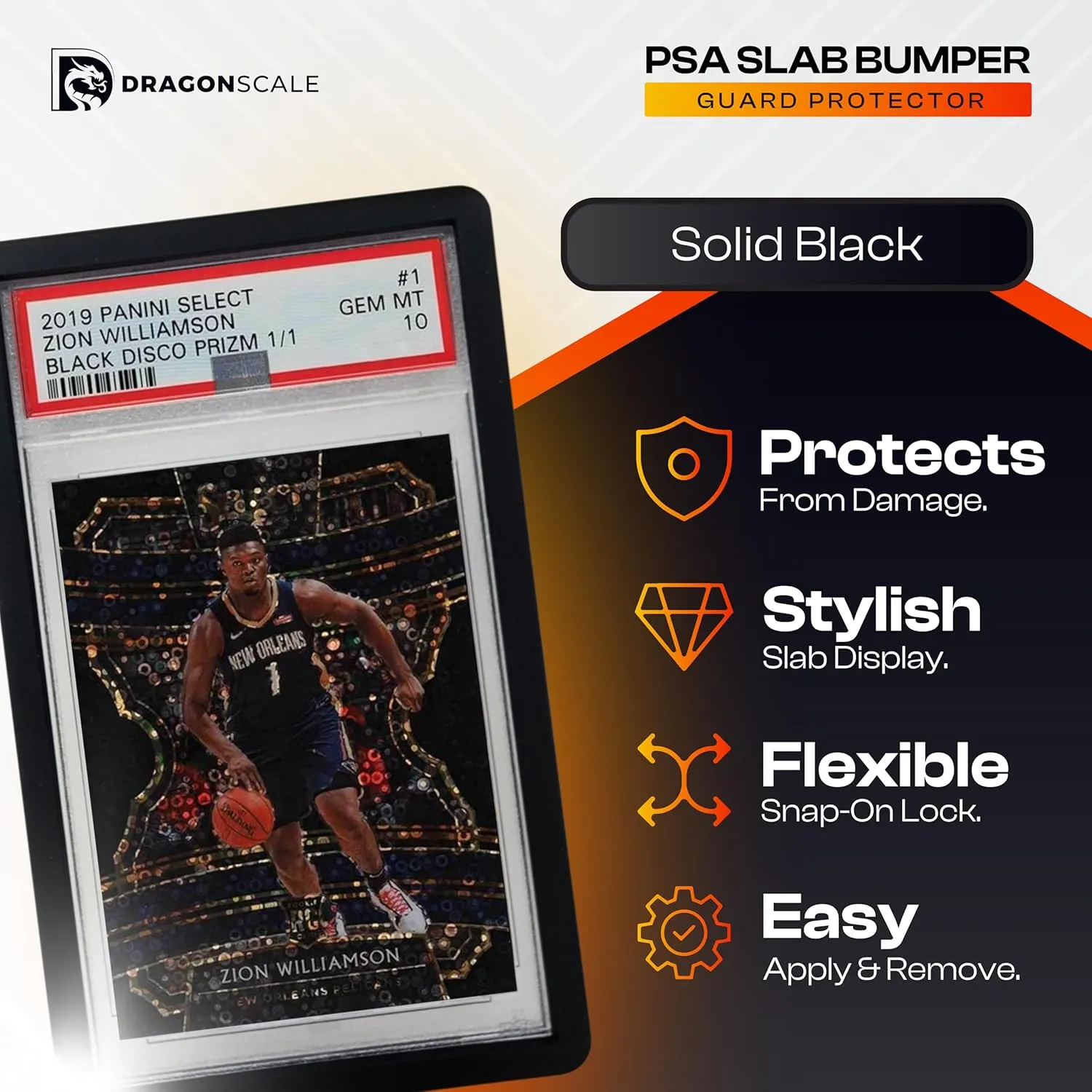 PSA Slab Bumper Guard Protector - 5 Count, Snap-Fit Design for PSA Graded Slabs, Stylish Display and Secure Protection – Black