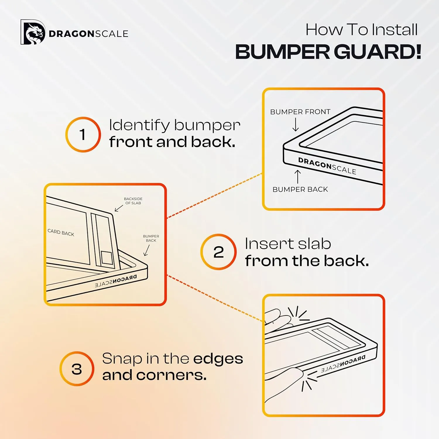 PSA Slab Bumper Guard Protector - 5 Count, Snap-Fit Design for PSA Graded Slabs, Stylish Display and Secure Protection – Black