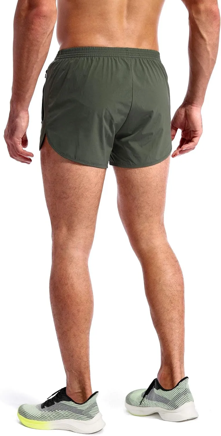Pudolla Men’s Running Shorts 3 Inch Quick Dry Gym Athletic Workout Shorts for Men with Zipper Pockets