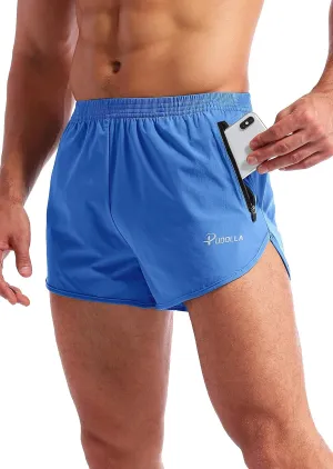 Pudolla Men’s Running Shorts 3 Inch Quick Dry Gym Athletic Workout Shorts for Men with Zipper Pockets