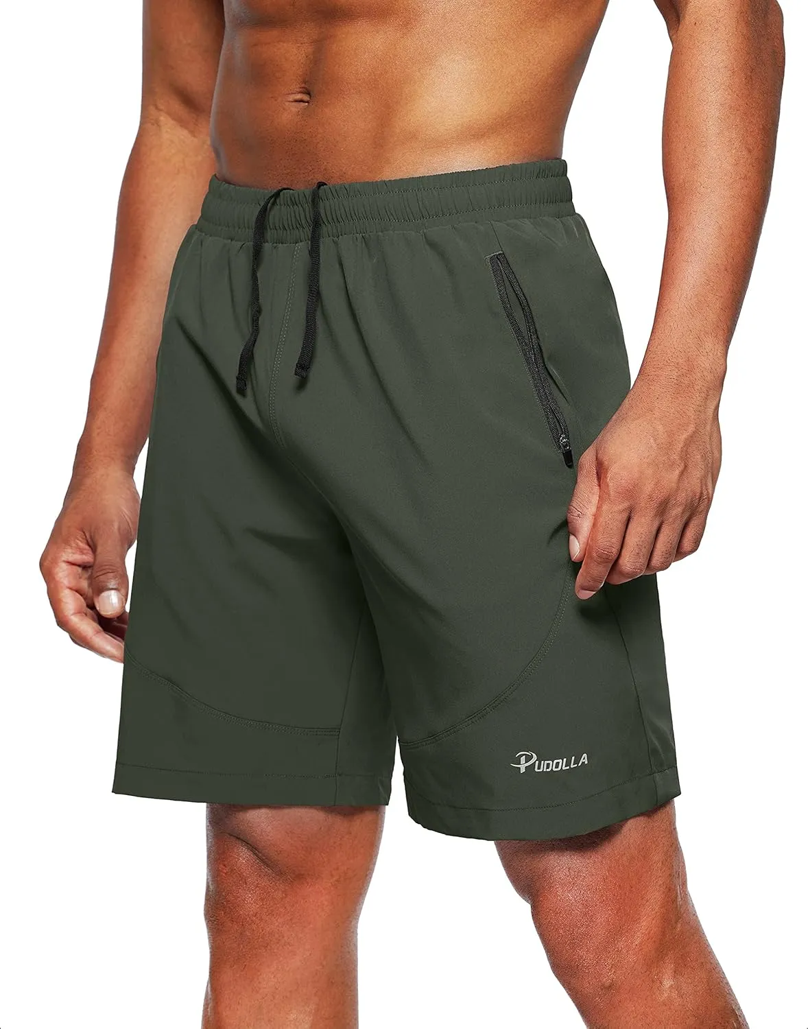 Pudolla Men's Workout Running Shorts 7"/5"/9" Lightweight Gym Athletic Shorts for Men with Zipper Pockets