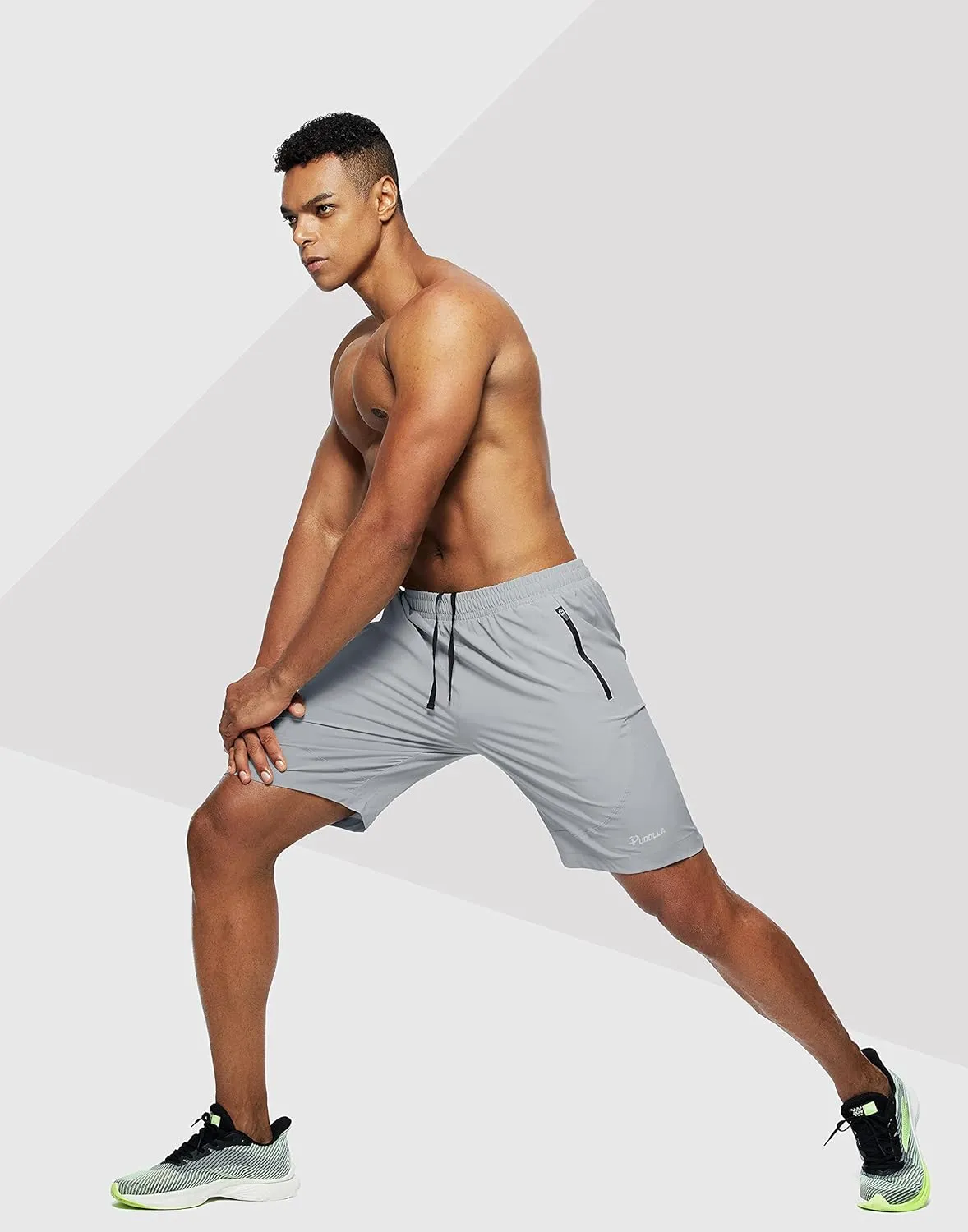 Pudolla Men's Workout Running Shorts 7"/5"/9" Lightweight Gym Athletic Shorts for Men with Zipper Pockets