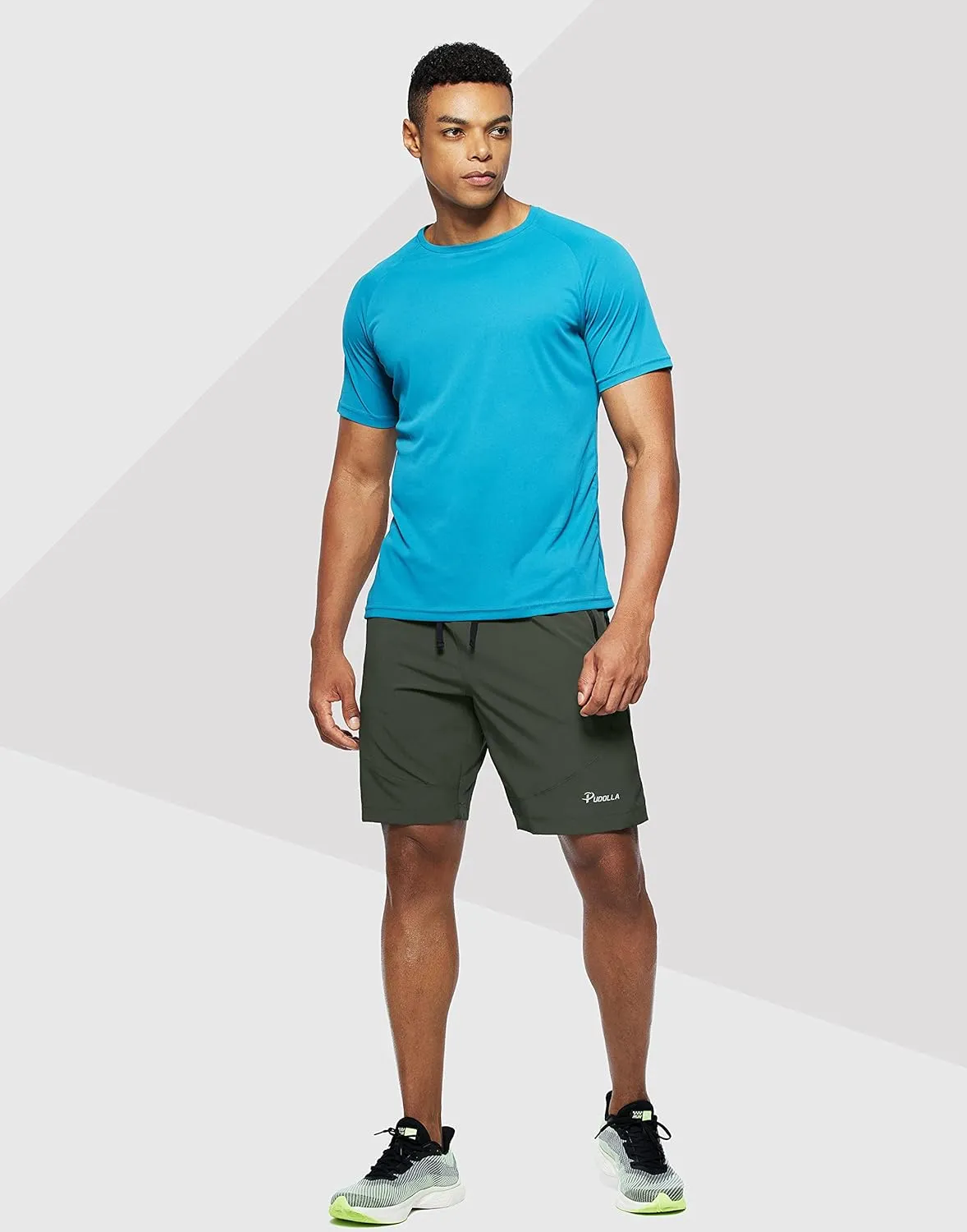 Pudolla Men's Workout Running Shorts 7"/5"/9" Lightweight Gym Athletic Shorts for Men with Zipper Pockets