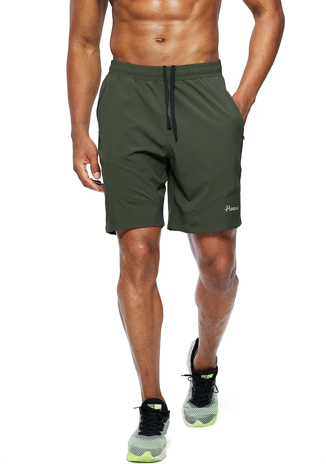 Pudolla Men's Workout Running Shorts 7"/5"/9" Lightweight Gym Athletic Shorts for Men with Zipper Pockets