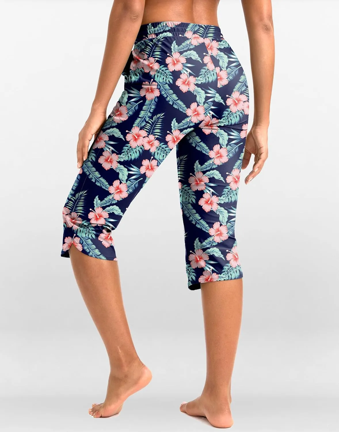 Pudolla Women's Swim Capris 18" Quick Dry UPF50  Swimsuit Pants Long Board Shorts for Women with Pockets