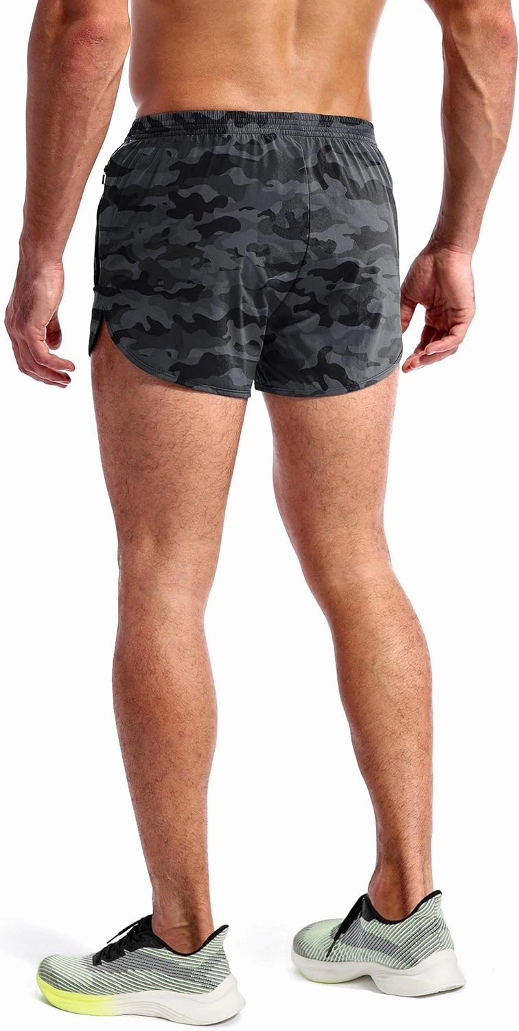 Pudolla Men’s Running Shorts 3 Inch Quick Dry Gym Athletic Workout Shorts for Men with Zipper Pockets