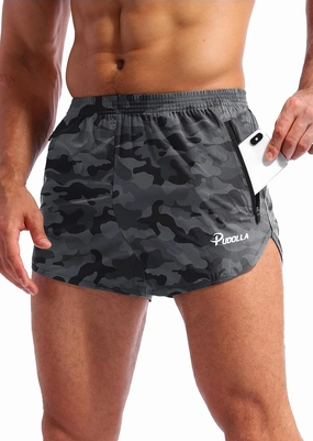 Pudolla Men’s Running Shorts 3 Inch Quick Dry Gym Athletic Workout Shorts for Men with Zipper Pockets
