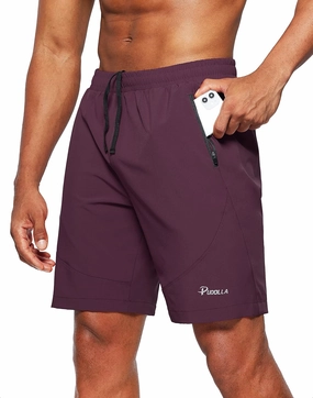 Pudolla Men's Workout Running Shorts 7"/5"/9" Lightweight Gym Athletic Shorts for Men with Zipper Pockets