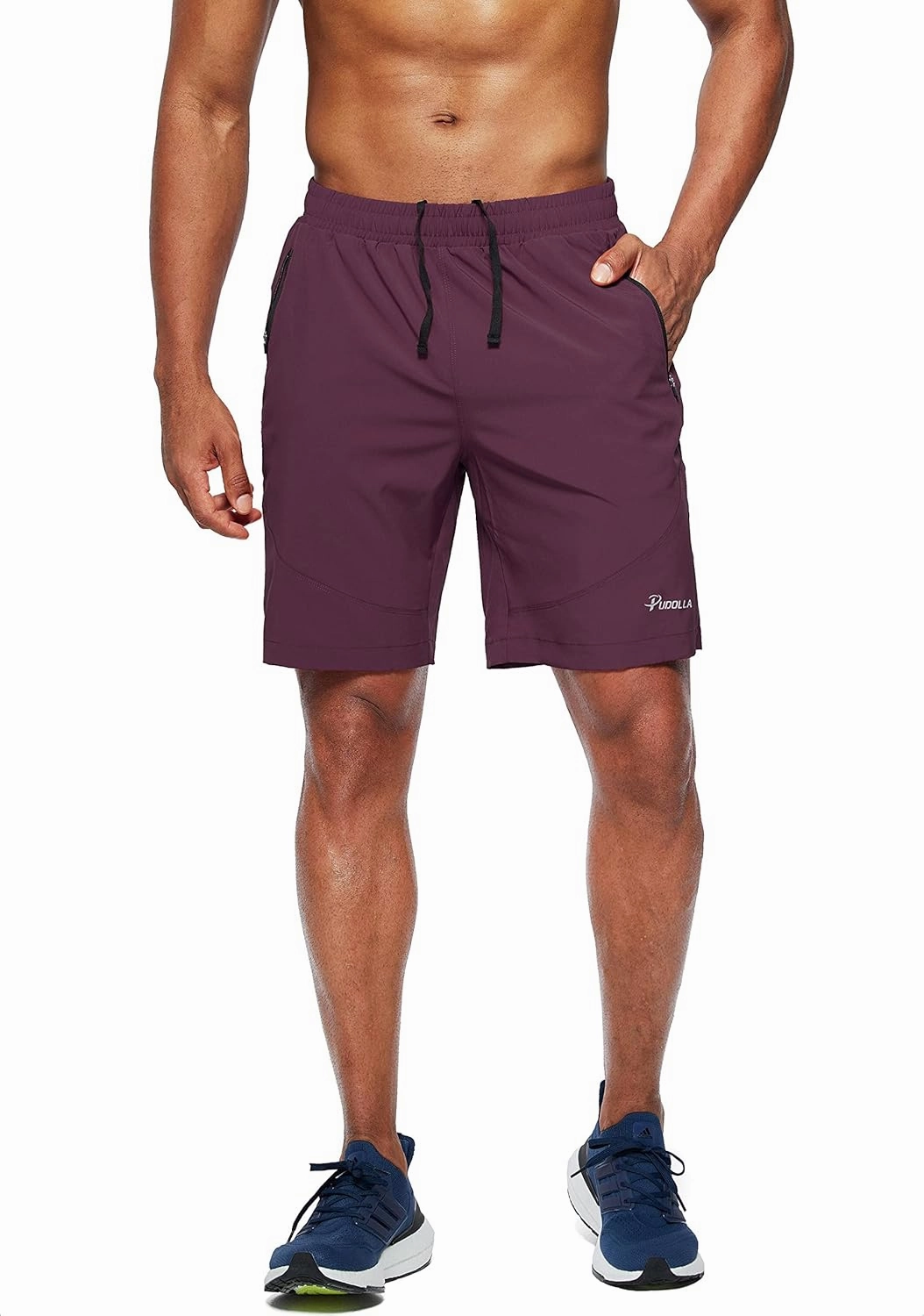Pudolla Men's Workout Running Shorts 7"/5"/9" Lightweight Gym Athletic Shorts for Men with Zipper Pockets
