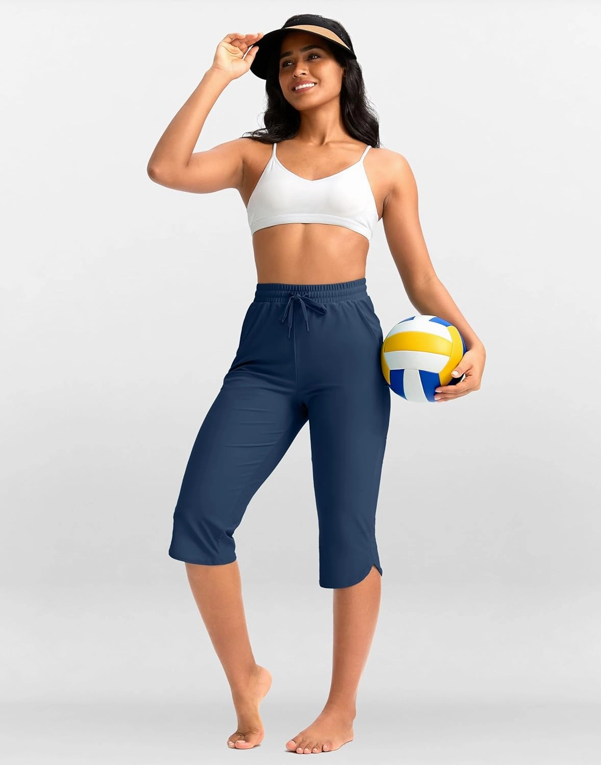 Pudolla Women's Swim Capris 18" Quick Dry UPF50  Swimsuit Pants Long Board Shorts for Women with Pockets
