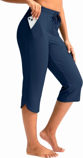 Pudolla Women's Swim Capris 18" Quick Dry UPF50  Swimsuit Pants Long Board Shorts for Women with Pockets